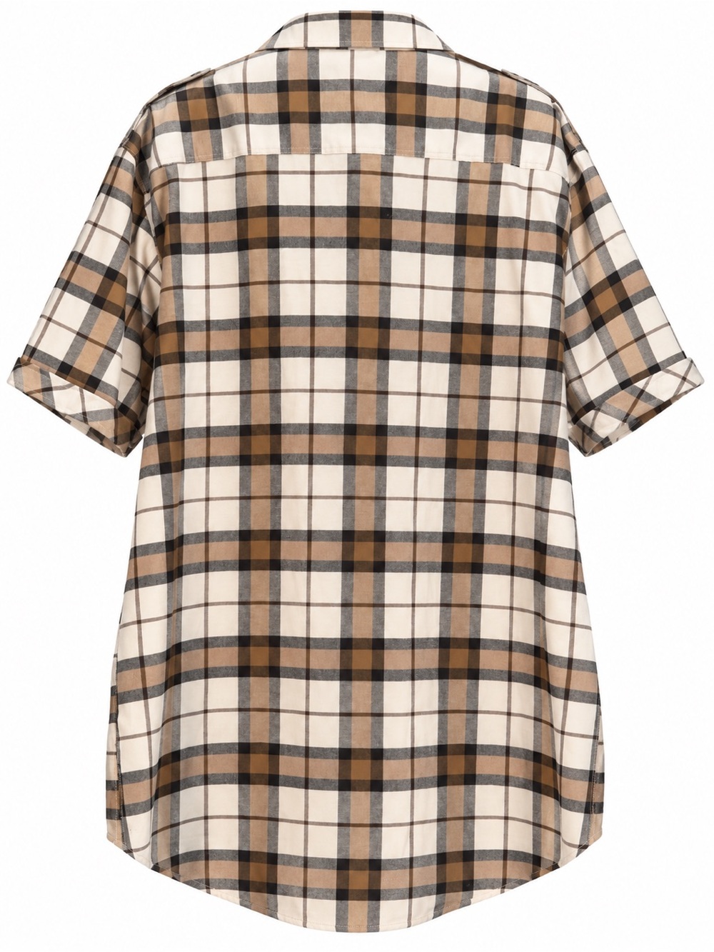 Pink Leopard 4XL Plaid Button Front Short Sleeve Utility Tunic Shirt - Picture 4 of 6